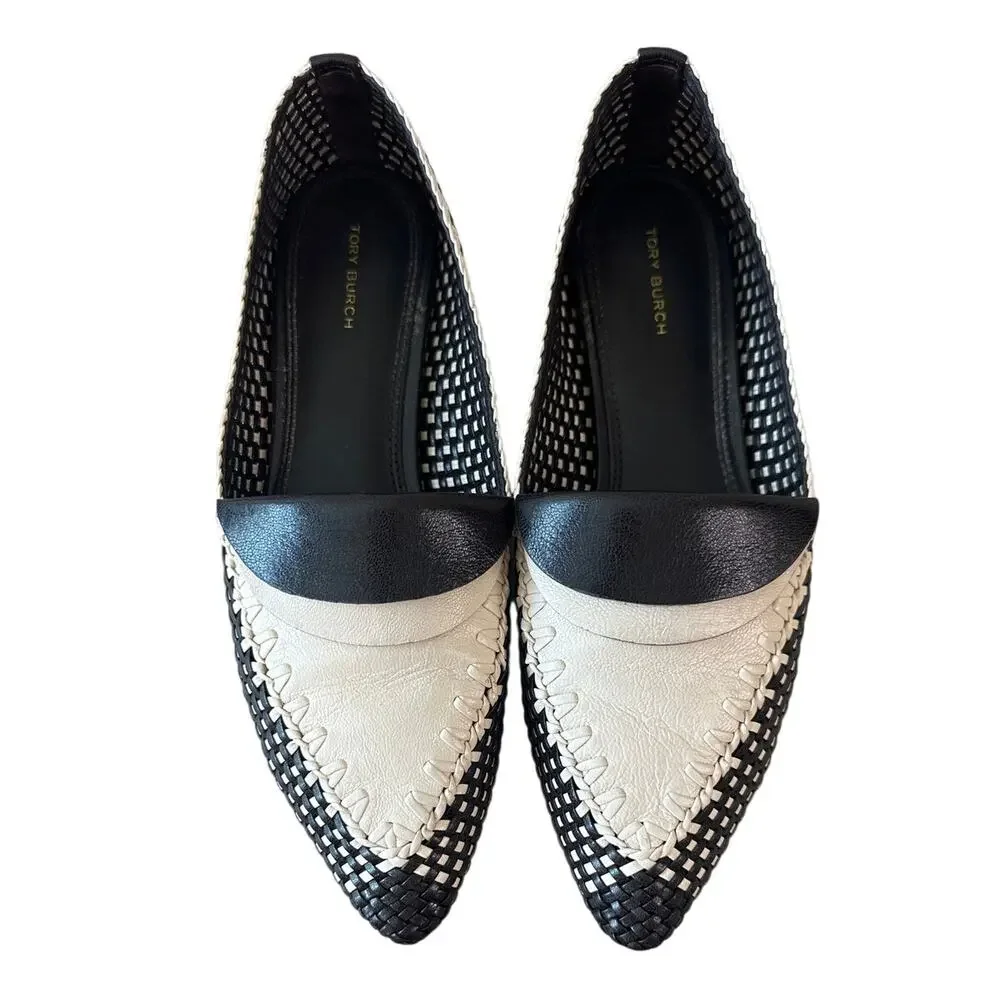 Tory Burch Envelope Bicolor Woven Loafers Coco‎ Cream 10